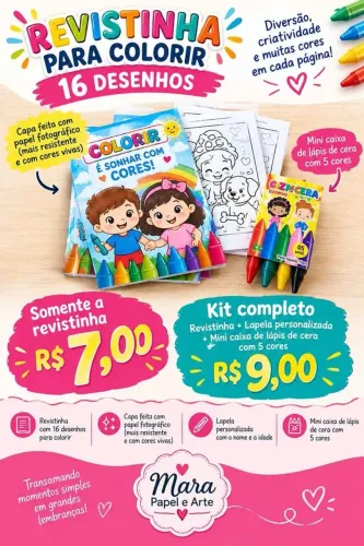 Revistinha de Colorir Personalizada - Lembrancinha Infantil a Partir de R$ 7,00