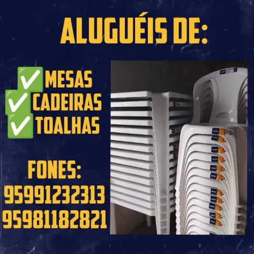 Aluguel de mesas, cadeiras e toalhas