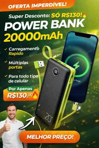 Carregador Portátil Power Bank 20000mAh