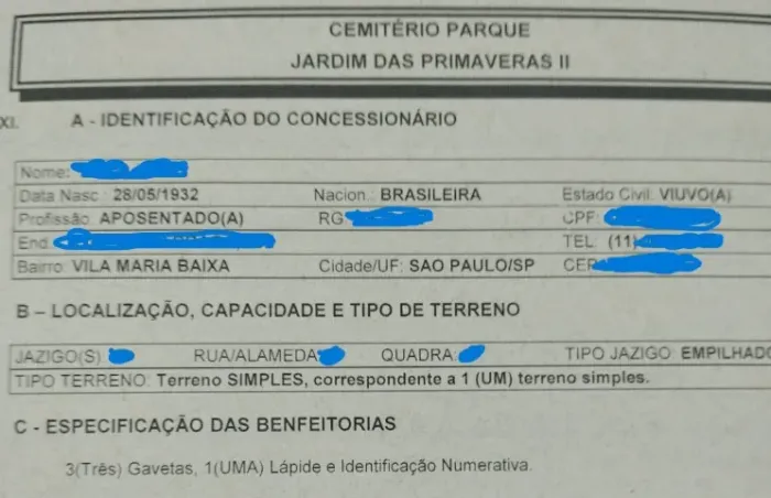 JAZIGO 3 GAVETAS NO CEMITERIO JARDIM DAS PRIMAVERAS 2 II