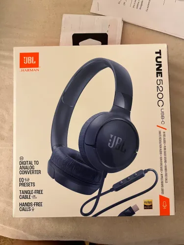 ? Headphone JBL Tune 520C USB-C Azul - Som Premium com Conforto o Dia Todo! ?