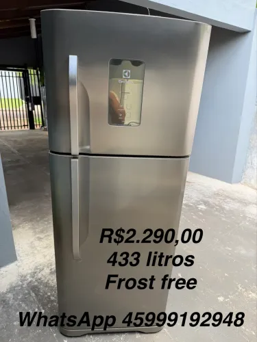 Geladeira duplex de inox 433 litros, funcionando e econômica semi nova 
