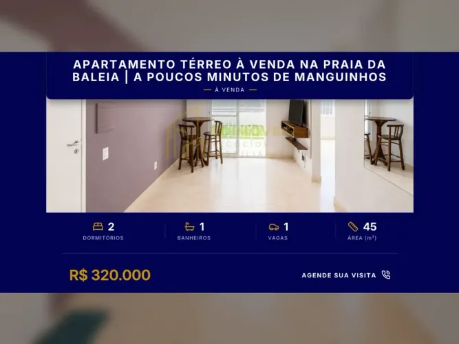 Seu novo lar na Praia da Baleia | Apartamento térreo em condomínio completo