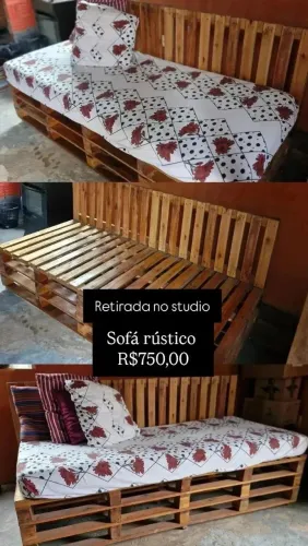 Sofá rústico + colchão de solteiro 