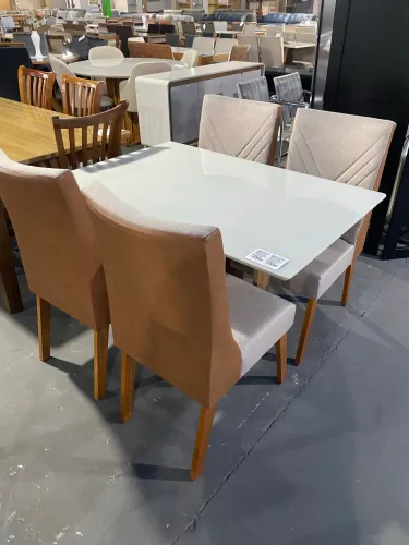 Mesa de Jantar 1,20x0,80 + 4 Cadeiras Linho - Nova