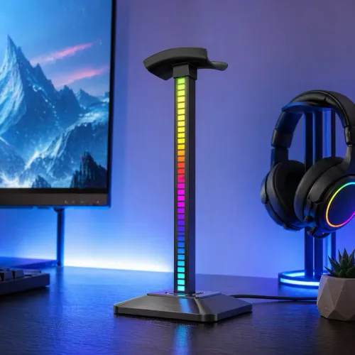 Suporte Fone De Ouvido Headset Led Rgb Gamer