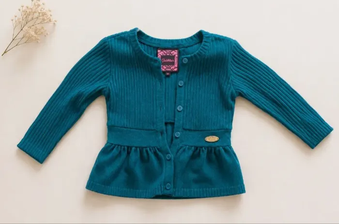 Cardigan Azul Infantil tam.3 100% algodão
