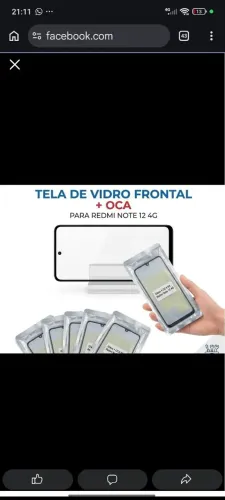 Tela de vidro redmi note 12 4g + cola oca