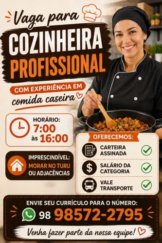 Vaga para Cozinheira no turu