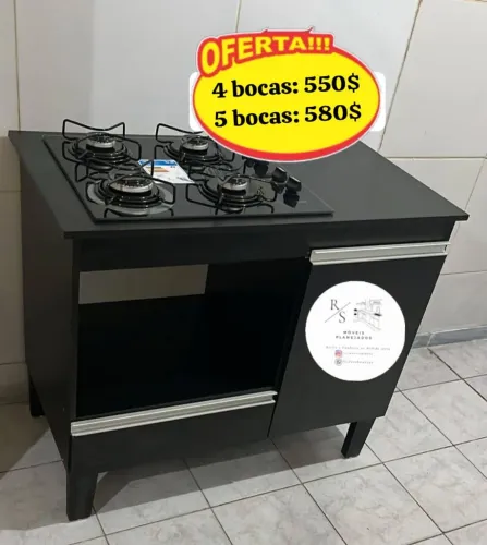 Balcão preto para cooktop 4/5