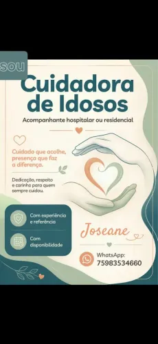 Sou cuidadora de idoso e acompanhante hospitalar