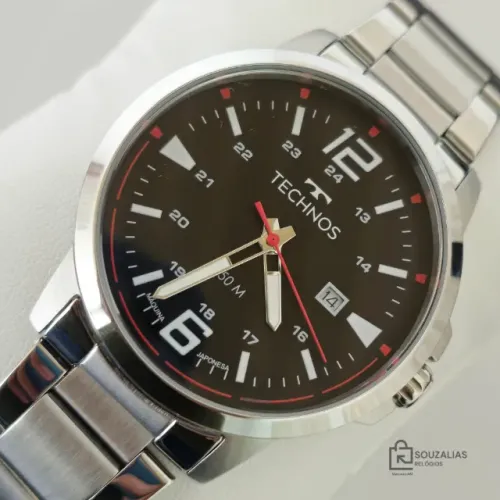Relógio Technos Racer 2115UCM/1A 5ATM - À Prova D'água Social Preto Aço Inoxidável Prata