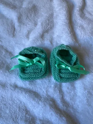 Sapatilha bebê verde 0a 6 meses em lã