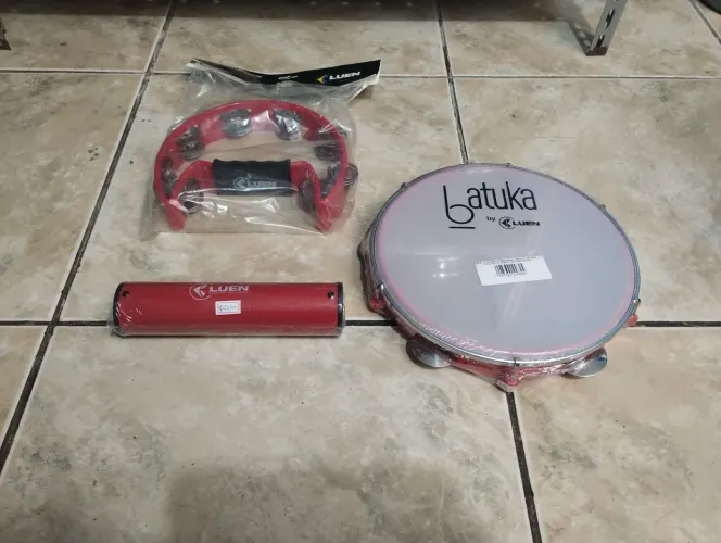 Kit 3 peças Pandeiro + Ganzá + Pandeirola Luen na promoção 