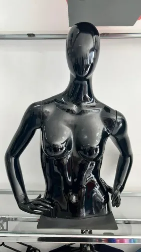 Manequim Meio Corpo Fibra de Vidro Preto Feminino (Leia a Descrição)