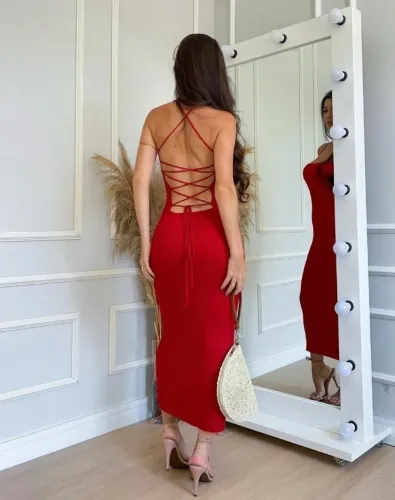 Vestido Vermelho em tricô Modal Premium