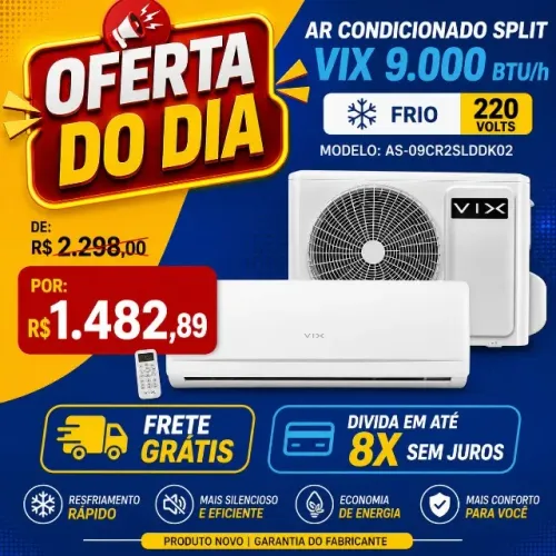 Ar Condicionado Split  Vix 9.000 Btus Frio 220 Volts - NOVO