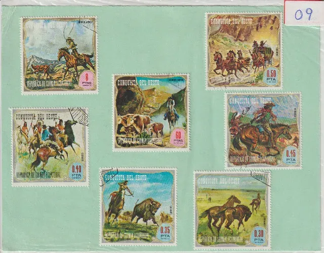 Selos Kit 09 - "Conquista del Oeste" Guiné Equatorial emitidos em 1974