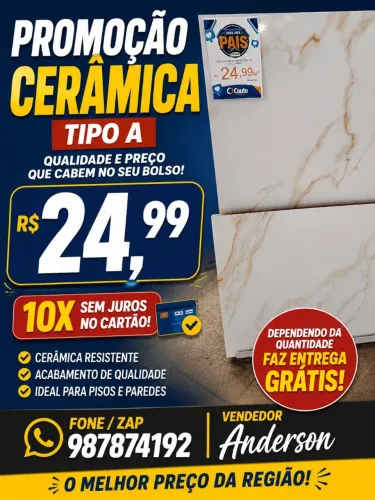 Cerâmica tipo A R$24,99 cartão 10x
