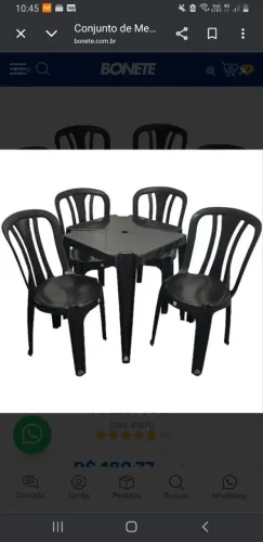 Jogo de Cadeiras e mesa plástica (preto)
