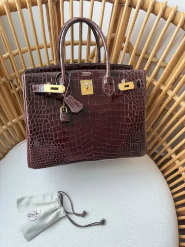 Bolsa Hermes birkin crocodilo real chocolate