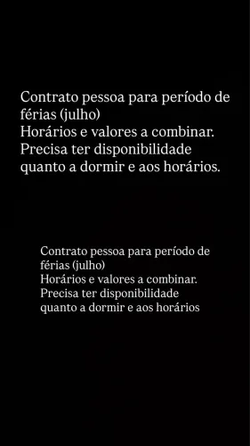VAGA PARA PERÍODO DE FÉRIAS (BABA)