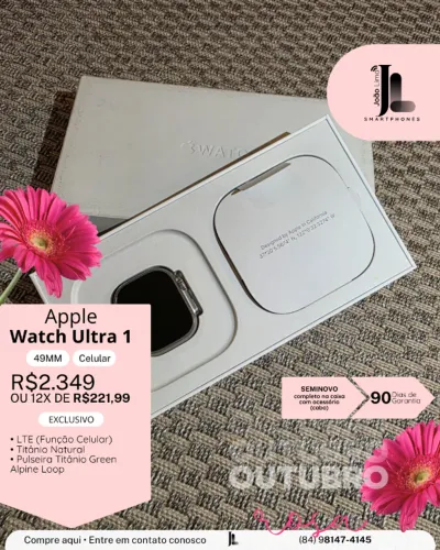 APPLE WATCH ULTRA 1, 49MM, CELULAR, SEMINOVO NA CAIXA, EXCLUSIVO!