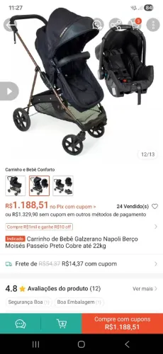 Carrinho de Bebê Galzerano COMPLETO