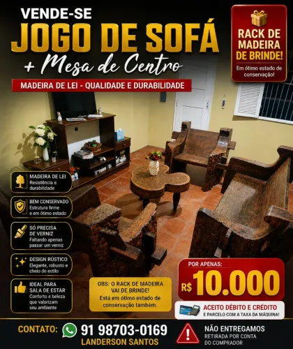 Vende-se sofá madeira de lei rústica 