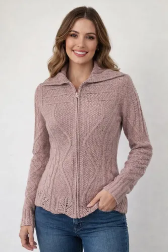Blusa de Tricô P Feminino com Zíper Malhas Di Bom Gosto