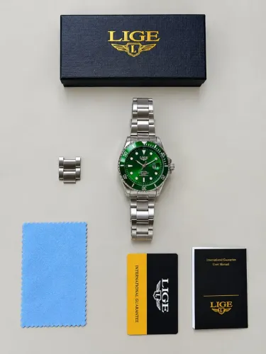 Relógio lige estilo rolex verde aço inox