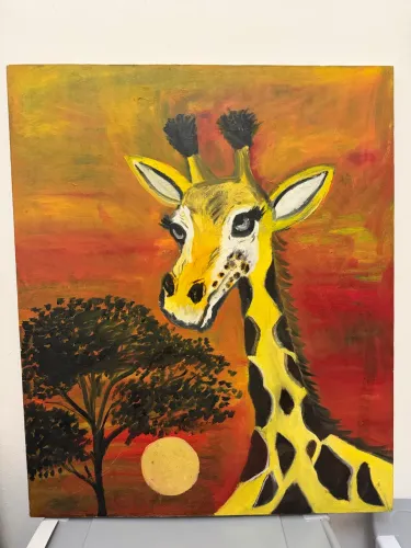 Quadro autoral Girafa na Savana - 60 × 50 cm