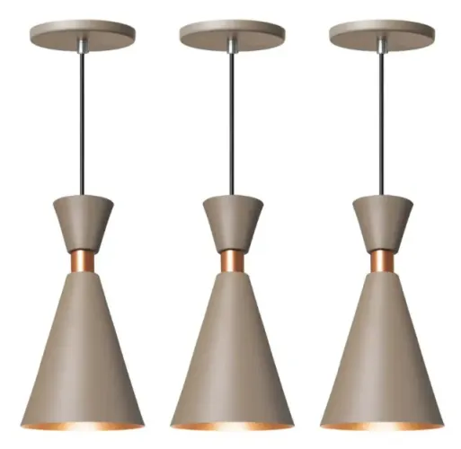 Lustre Pendente Luminária Mini Pequim Fendi 24cm Iluminar Ambiente Kit c/ 3 peças - NOVA
