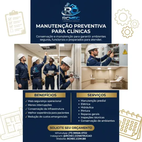 Manutenção Preventiva para Clínicas - Elétrica, Hidráulica e Civil - RCHEC