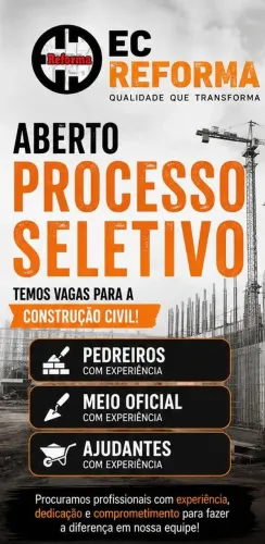 Vagas para trabalhar na Construção