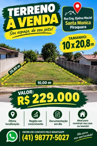 VENDO TERRENO BAIRRO SANTA MONICA PIRAQUARA