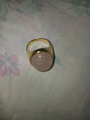 Anel pedra rosa dual 50 reais