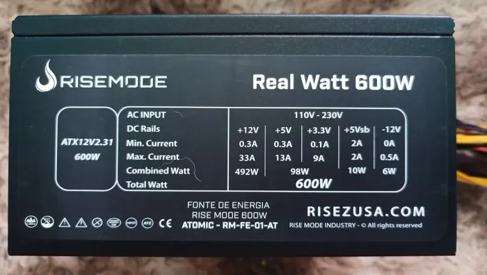Fonte ATX 600W Risemode
