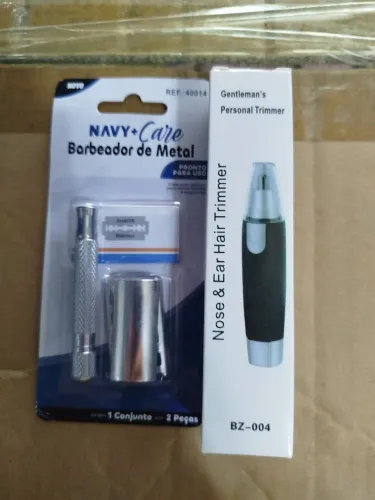 Kit aparador de pelos nasais + barbeador de metal