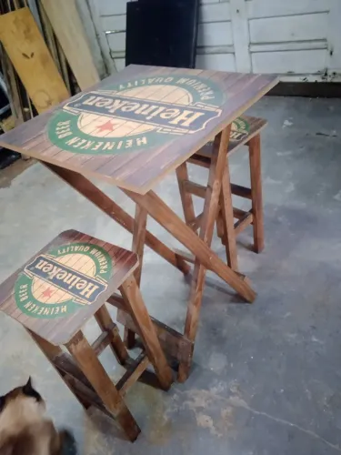 Mesa de bar  bistrô alta com 2 bancos