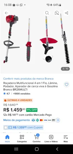 Roçadeira Costal Multifuncional Branco BR26MULTI