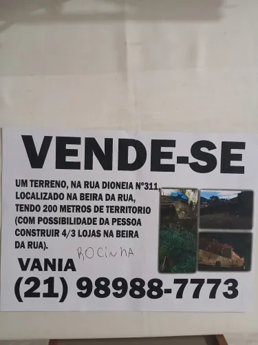 vende-se um terreno na Rua Dioneia número 311 na Beira da Rua ótima localização