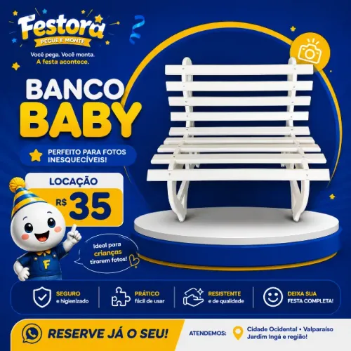 Banco Baby para Locação | Ideal para Fotos de Crianças