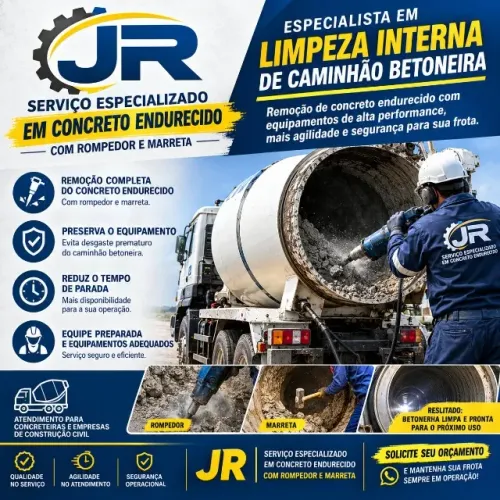 Limpeza interna de caminhão betoneira