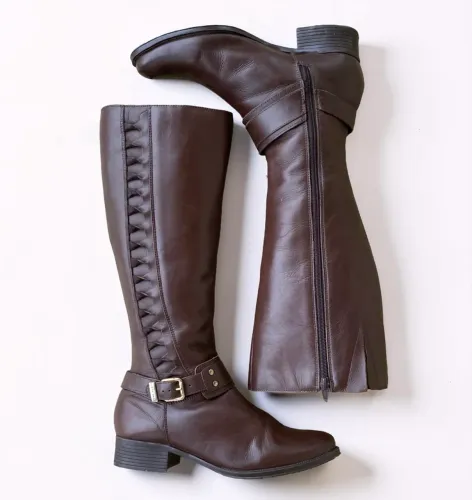 bota feminina marca clave de fá de couro legítimo tamanho 36