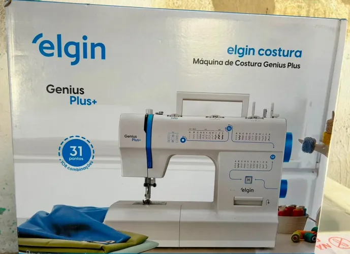 Máquina de Costura Genius Plus Elgin Portátil 31 pontos Agulha Dulpa 110V(lacrado)