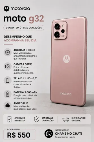 Motorola Moto G32 Rosa - 128GB | Usado em Ótimas Condições