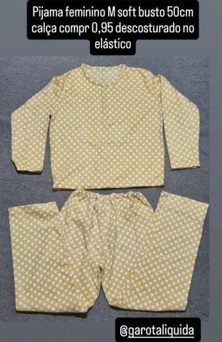 Pijama feminino M soft poá busto 50cm calça compr 0,95 descosturado no elástico