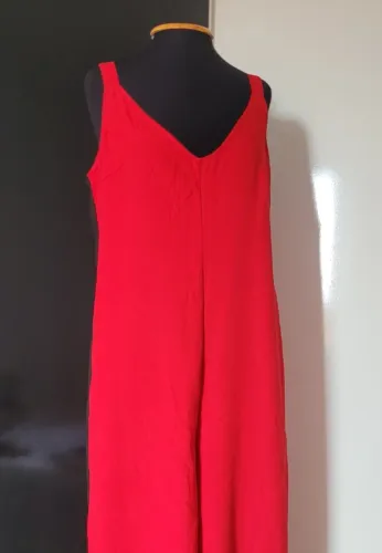 Macacão Longo Feminino Alças Vermelho, Veste 40, Seminovo