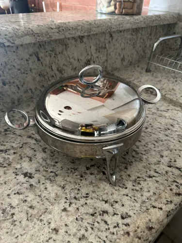 Rechaud Redondo de Aço Inox e Vidro Temperado 2,5 Litros 5 Peças Regent